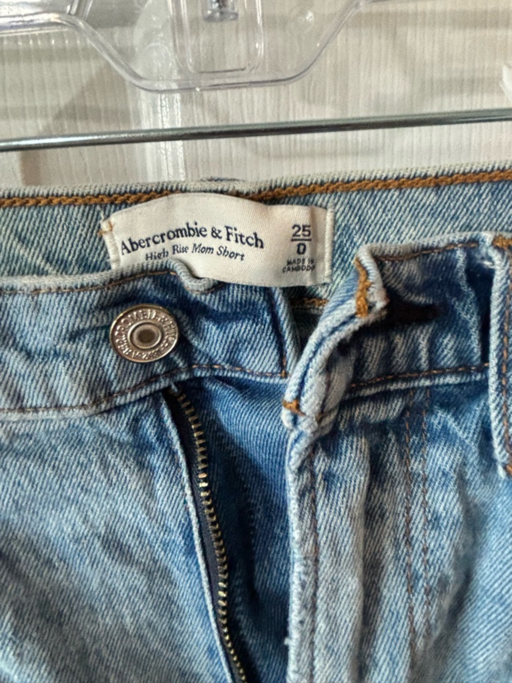 Abercrombie & Fitch Light Blue Washed Mom Shorts